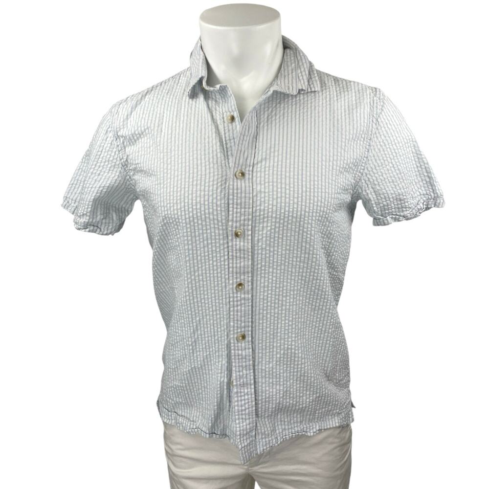 Banana Republic Men's Blue White Striped Slim Long Sleeve Button Up Shirt Top S